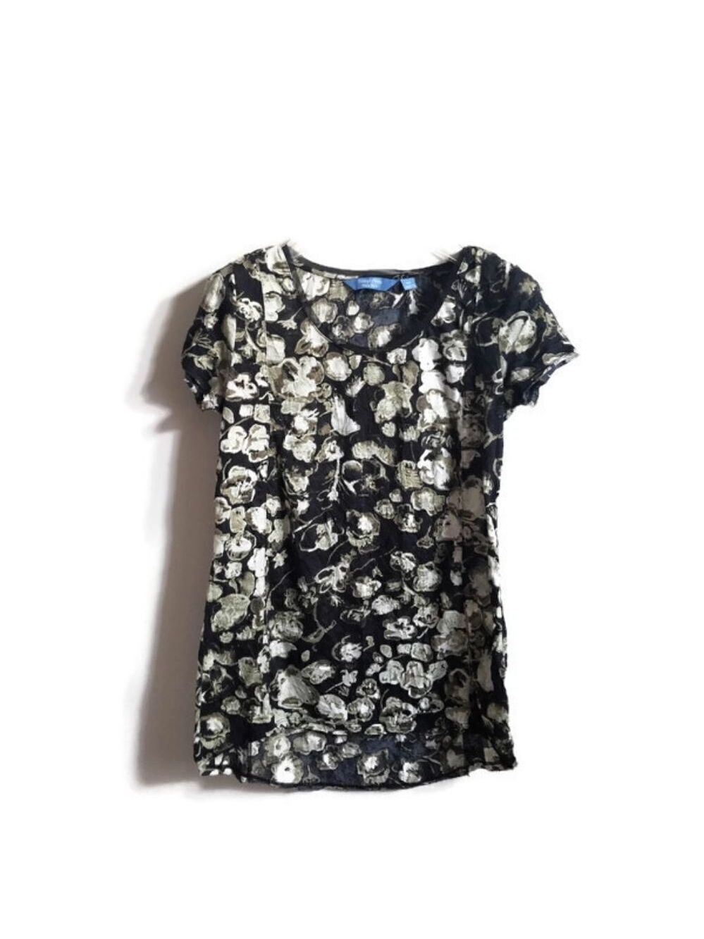 SIMPLY VERA by VERA WANG | floral tee shirt olive green sz XS